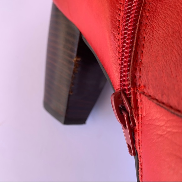 Miz Mooz Debra Leather Heeled Ankle Booties in True Red - Picture 12 of 12